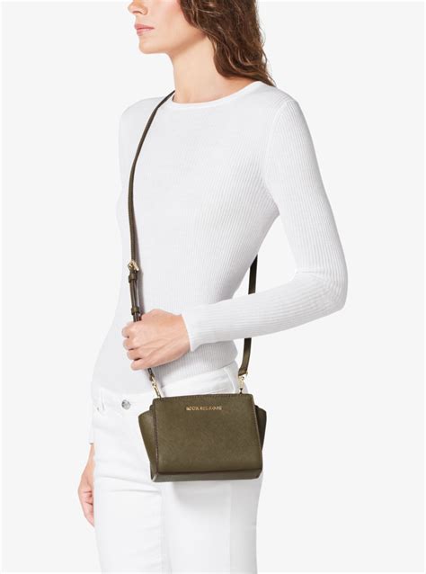 michael kors mini selma studded crossbody|selma mini crossgrain leather bag.